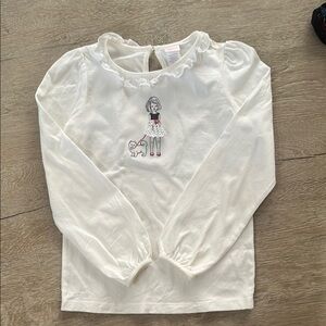 Janie and Jack Long Sleeve Tee with Ruffled Neckline with Pup